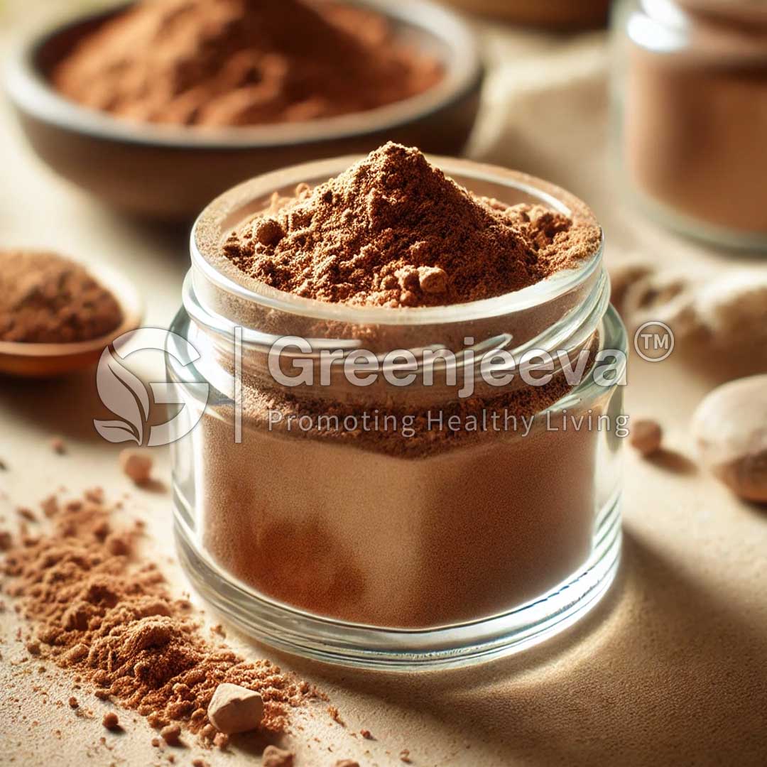 A glass jar filled with finely Shilajit Extract powder.