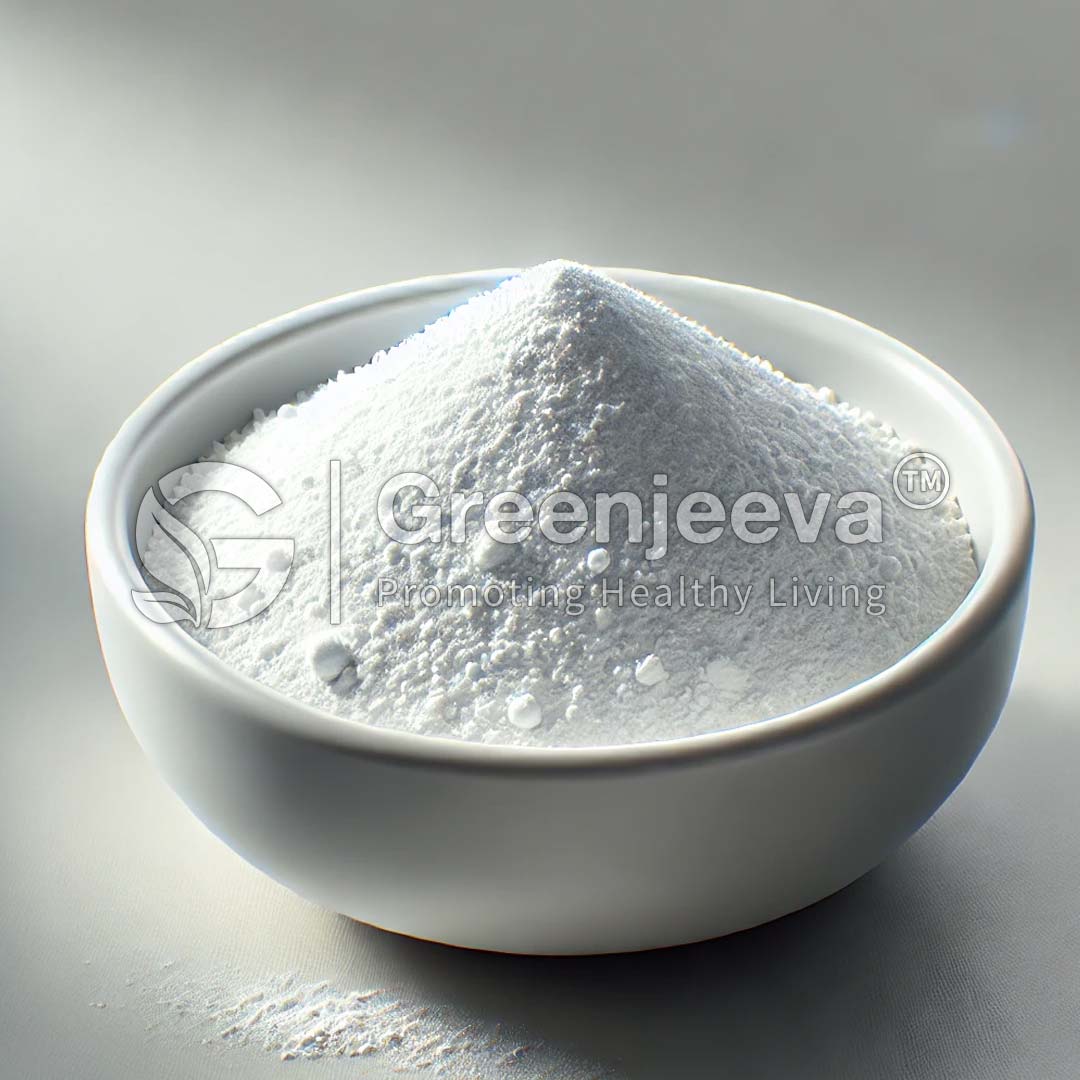 Alpha-Gpc-Powder is piled high in a small white bowl, set against a soft, neutral background, suggesting purity and health.