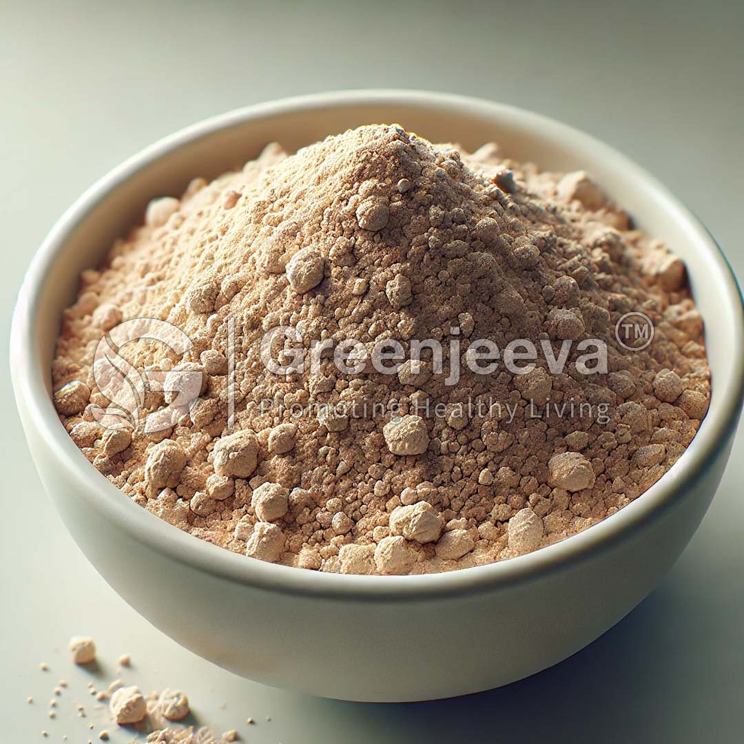 A bowl piled high with fine, Bacillus Coagulans Powder 250 B CFU/g powder, showcasing a textured surface, representing health-related or herbal products.