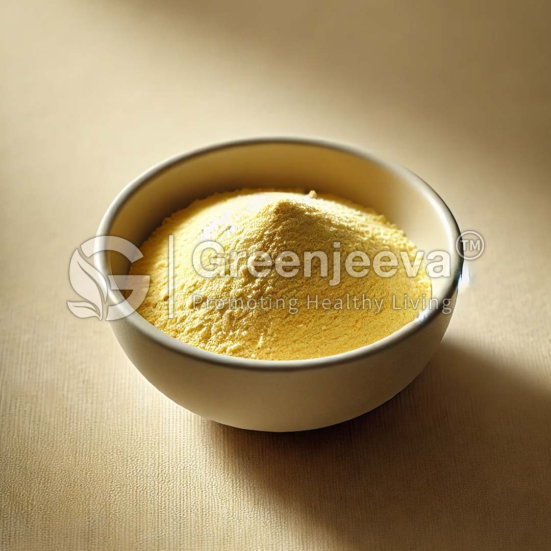 A small bowl filled with bright Bifidobacterium longum Powder 100 Billion CFU/g, set against a softly lit background, emphasizing its fine texture.