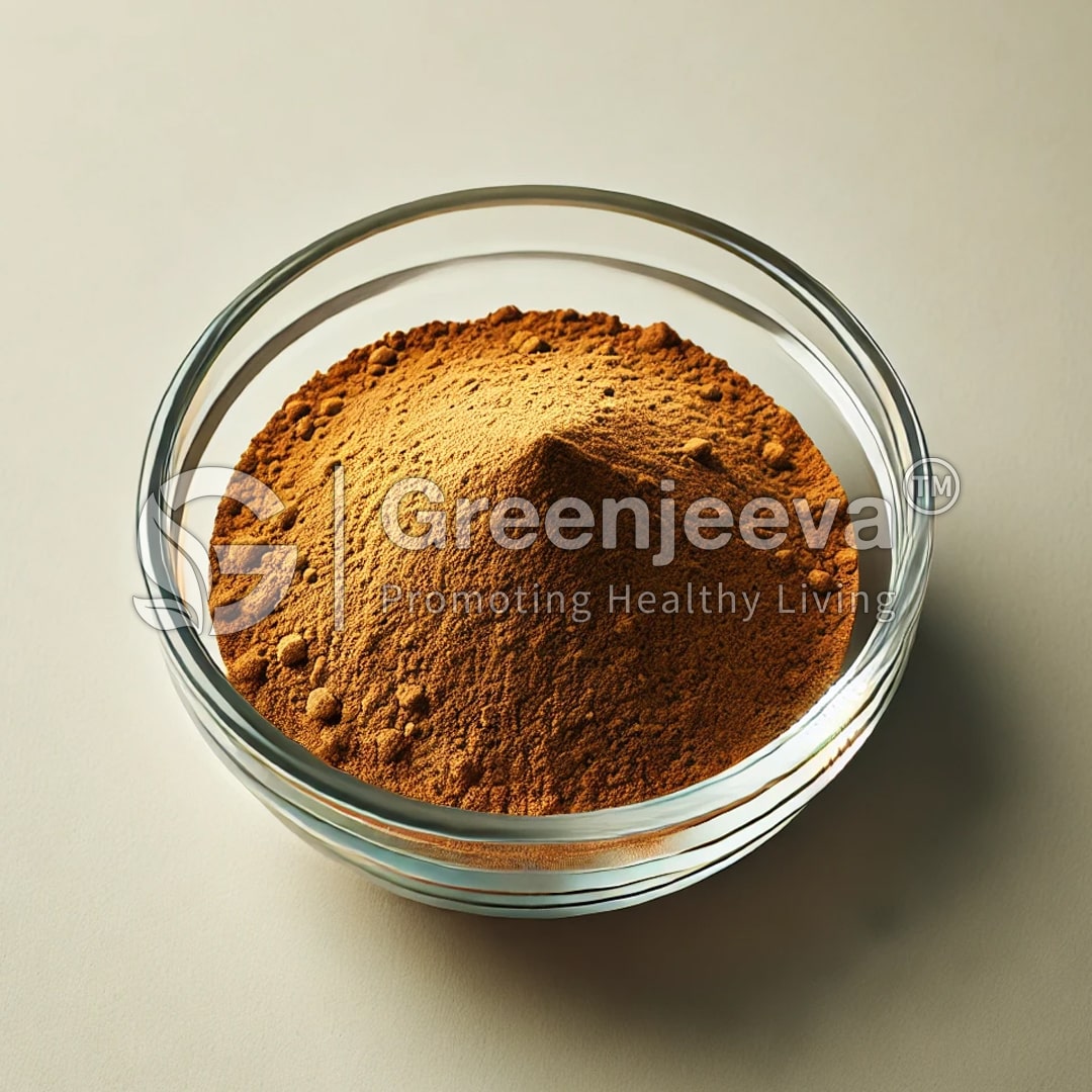 A clear glass bowl filled with Lungwort leaves powder, set against a neutral background.