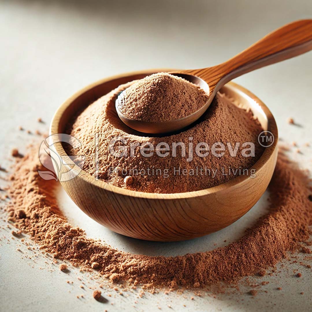 A wooden bowl filled with Sucralose powder, accompanied by a wooden spoon, showcases the texture of the powder spilling around the bowl.