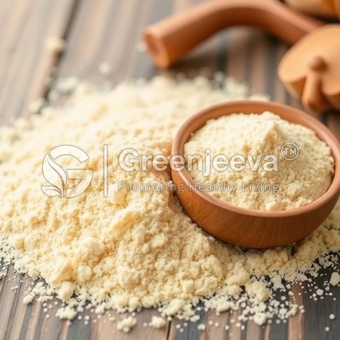 A bowl of Yeast Beta Glucan Powder sits amidst a scattered pile.