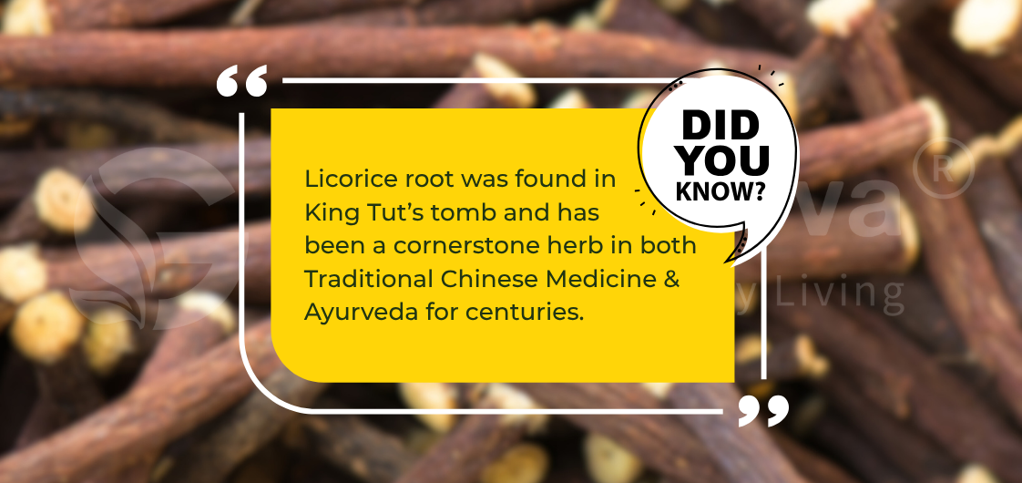 Licorice root was found in King Tut’s tomb and has been a cornerstone herb in both Traditional Chinese Medicine and Ayurveda for centuries.