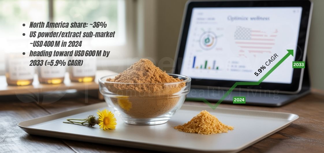 Graph depicting organic dandelion root powder market size, share, trends, and forecast data through 2027.