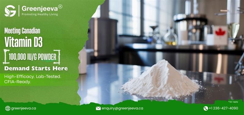 Vitamin D3 Powder bulk supplier in Canada for nutraceutical formulations. .